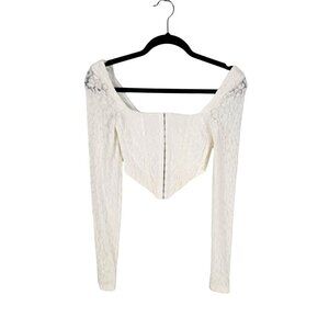 Outcast Exclusives Leopard Lace Velvet Corset Top White Small
